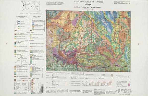 Carte écologique. Feuille de Belley. Matériaux pour une carte de l'environnement 64 x 78 cm, 1/100 000