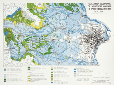 Carta della vegetazione dell'anfiteatro morenico di Rivoli (Torino). Carte de la végétation de l'amphithéatre morainique de Rivoli (Turin) 50 x 68 cm, 1/50 000