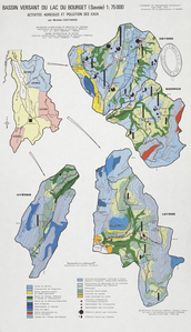 Bassin versant du lac du Bourget (Savoie). Activités agricoles et la pollution des eaux 50 x 29 cm, 1/75 000