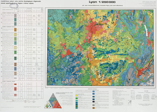 Lyon, Matériaux pour une carte écologique régionale; essai appliqué à la région Rhône-Alpes 92 x 65 cm, 1/250 000