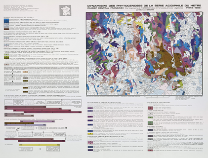 Dynamisme des phytocénoses de la série acidiphile du Hêtre pour la période 1948-1982 dans le Massif Central Français 54 x 71 cm, 1/25 000