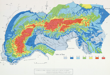 Contribution à l'étude bioclimatique de l'arc alpin. Indice de Gams 38 x 27 cm, 1/2 000 000