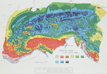 Contribution à l'étude bioclimatique de l'arc alpin. Précipitations estivales 38 x 27 cm, 1/2 000 000