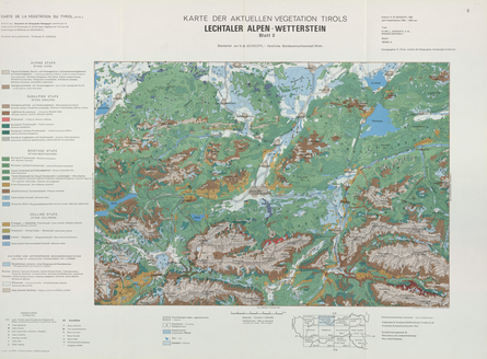 Karte der Aktuellen Vegetation von Tirol . Blatt 2, Lechtaler Alpen - Wetterstein. Carte de la végétation de Tyrol 11e partie : feuille 2,  Lechtaler Alpen - Wetterstein 55 x 75 cm, 1/100 000