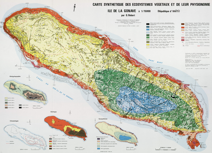 Carte synthétique des écosystèmes végétaux et de leur physionomie. Ile de la gonave 50 x 70 cm, 1/75 000