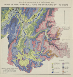 Série de végétation de la moitié Sud du département de l'Isère 44 x 42 cm, 1/200 000