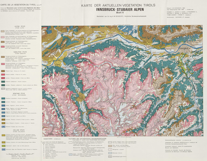 Karte der Aktuellen Vegetation von Tirol I teil : blatt 6, Innsbruck-Stubaier Alpen (Carte de la végétation de Tyrol 1er partie : feuille 6, Innsbruck-Alpes de Stubai) 54 x 70 cm, 1/100 000