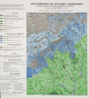 Vegetationskarte des Berg-und Huegellandes von Weiz (Steiermark). Carte de la végétation du Pays de Weiz (Styrie) 51 x 55 cm, 1/50 000